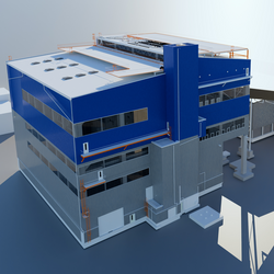 Photo: Aurubis: Several industrial buildings on a street and small towers